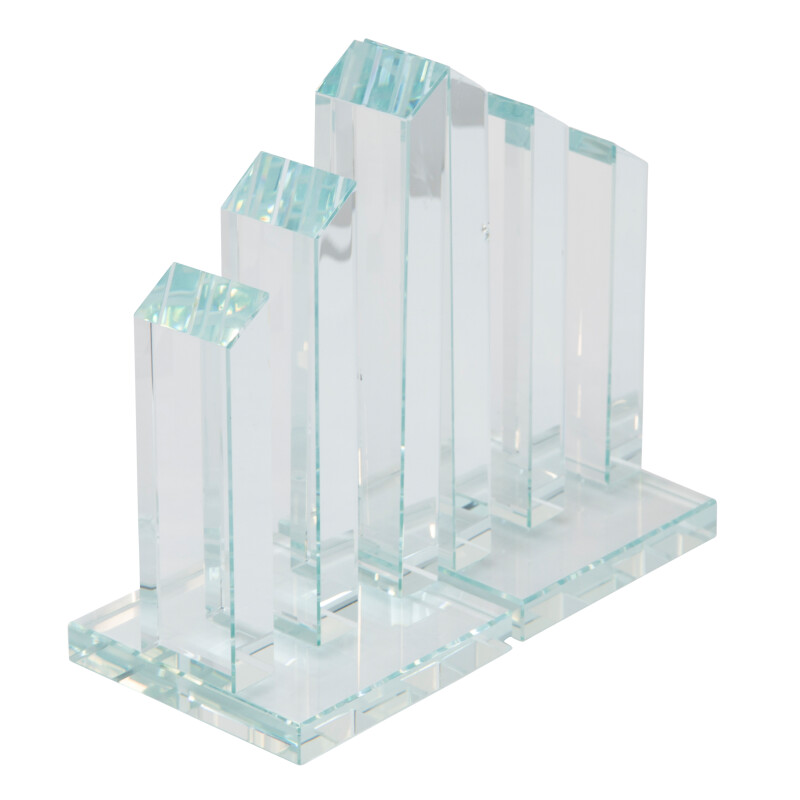 14462-04 Crystal Pillar Bookends Clear - Set Of Two