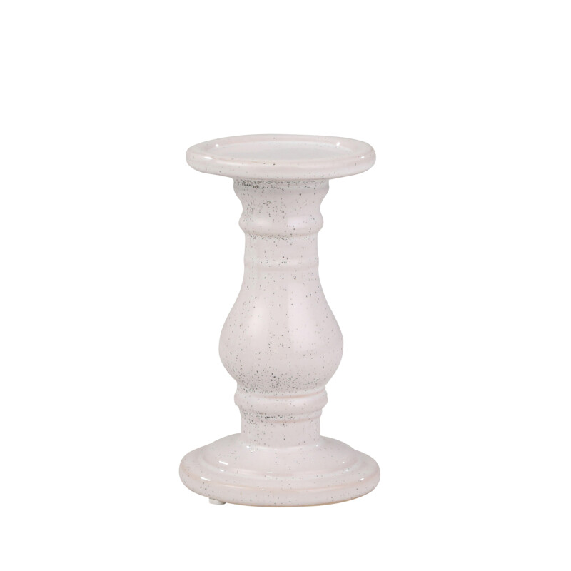 14487-10 Ceramic 8 Inch Candle Holder White Speckle