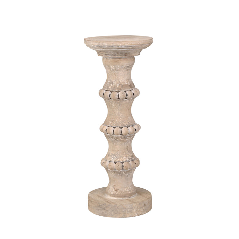 14498-02 Wooden 13 Inch Antique Style Candle Holder