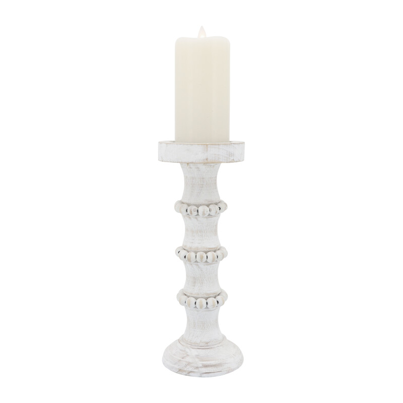 14498 05 White White Wood 13 Inch Antique Style Candle Holder 2