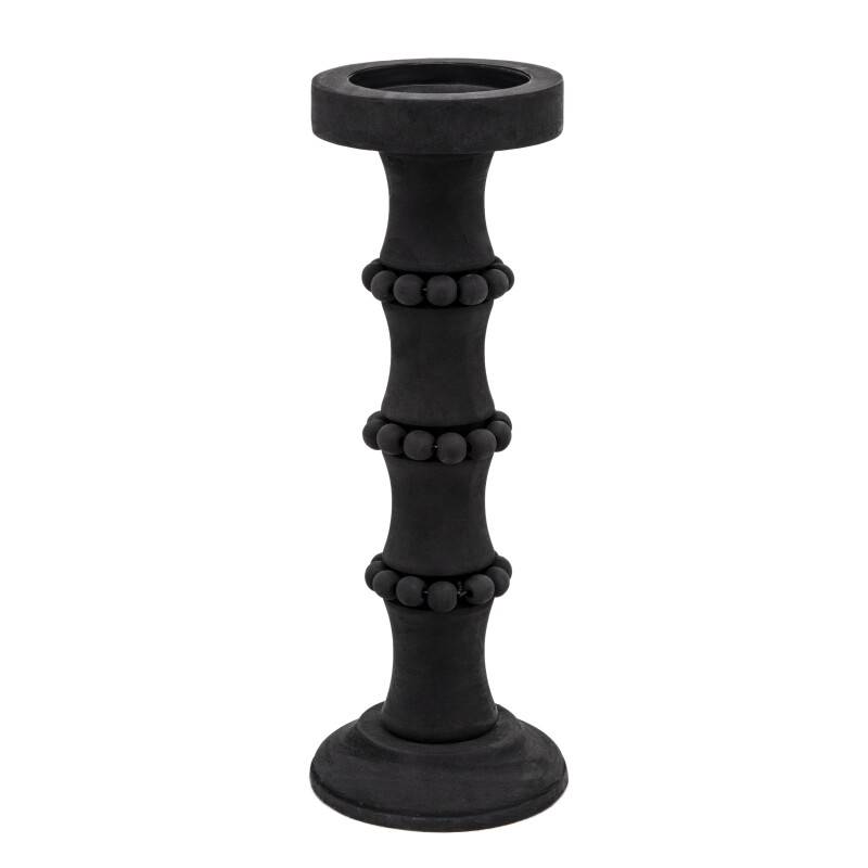 14498-07 Black Wood 14 Inch Antique Style Candle Holder