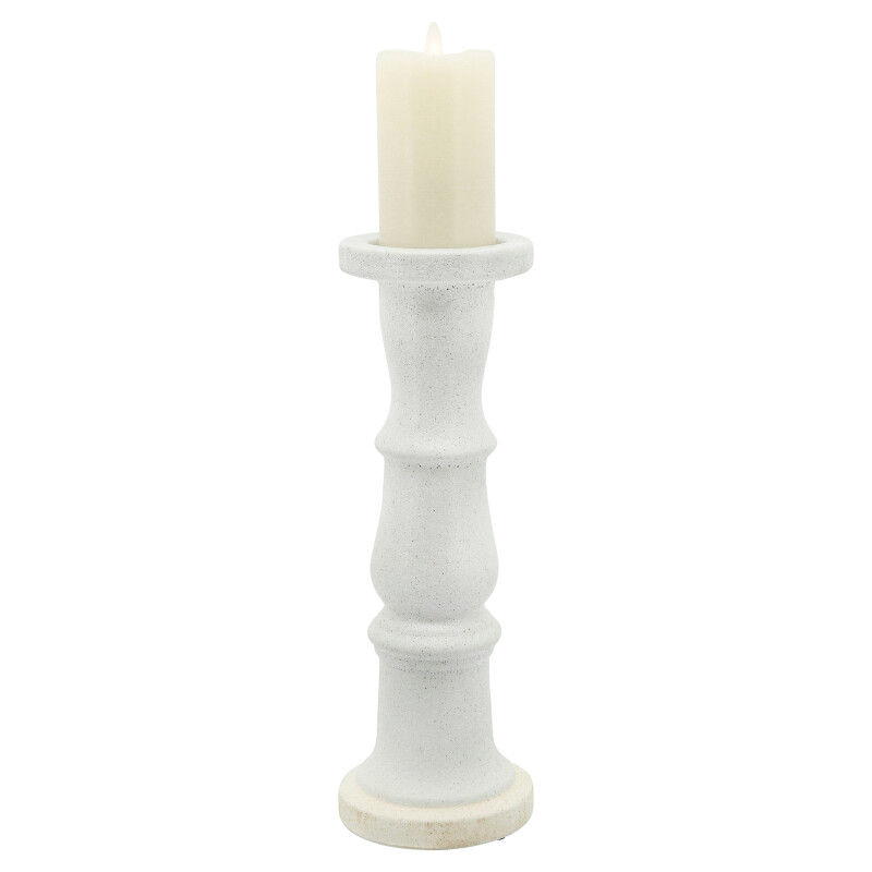 14506-07 Ceramic 16 Inch Candle Holder Beige Fade Matt