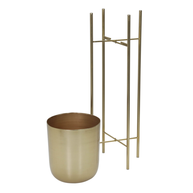 14630 Gold Metal Planters On Stand 40 30 20 Inch Gold Set Of Three 5