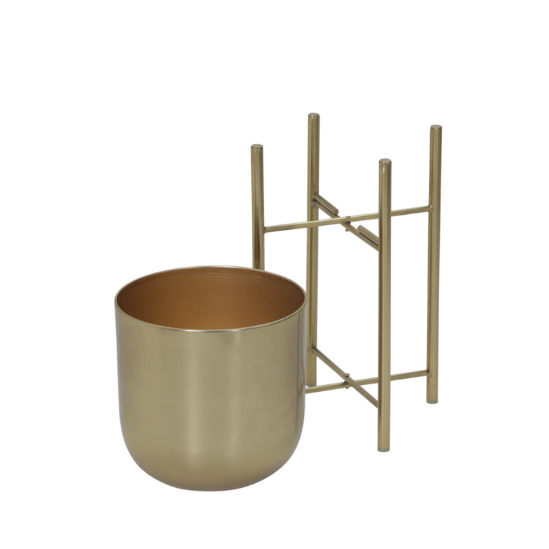 14630 Gold Metal Planters On Stand 40 30 20 Inch Gold Set Of Three 6