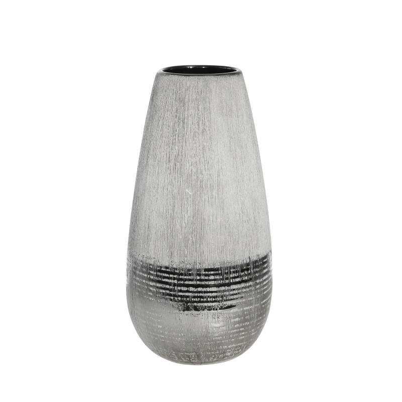14634-03 Ceramic 12 Inch 2 Tone Vase Gray
