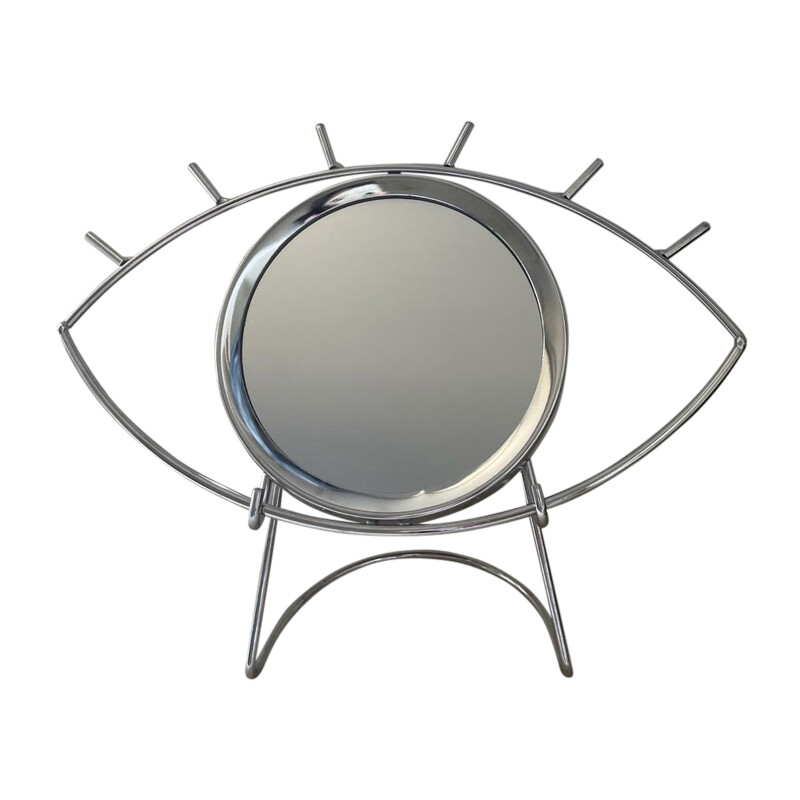 14695-03 Silver Metal 8 Inch Table Top Eye Mirror