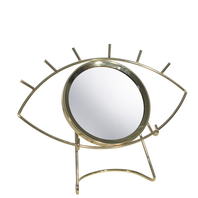 Gold Metal 8 Inch Tabletop Eye Mirror