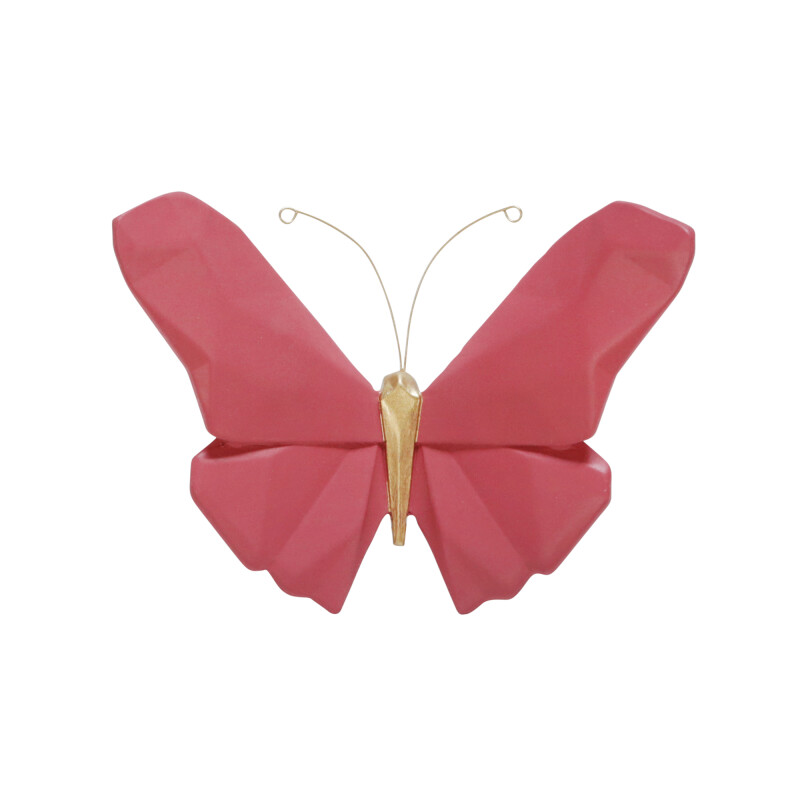 14704-08 Resin 6 Inch W Origami Butterfly Wall Decor Pink