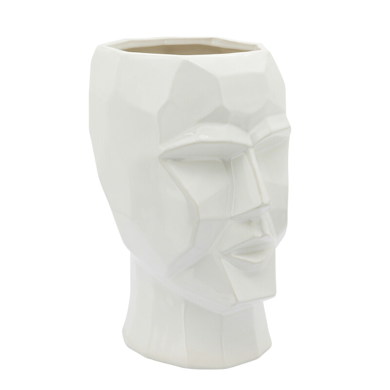 14791 01 White White Ceramic 12 Inch Face Vase 2