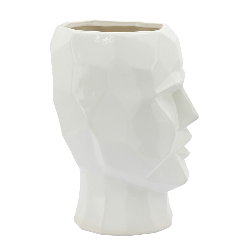 14791 01 White White Ceramic 12 Inch Face Vase 3