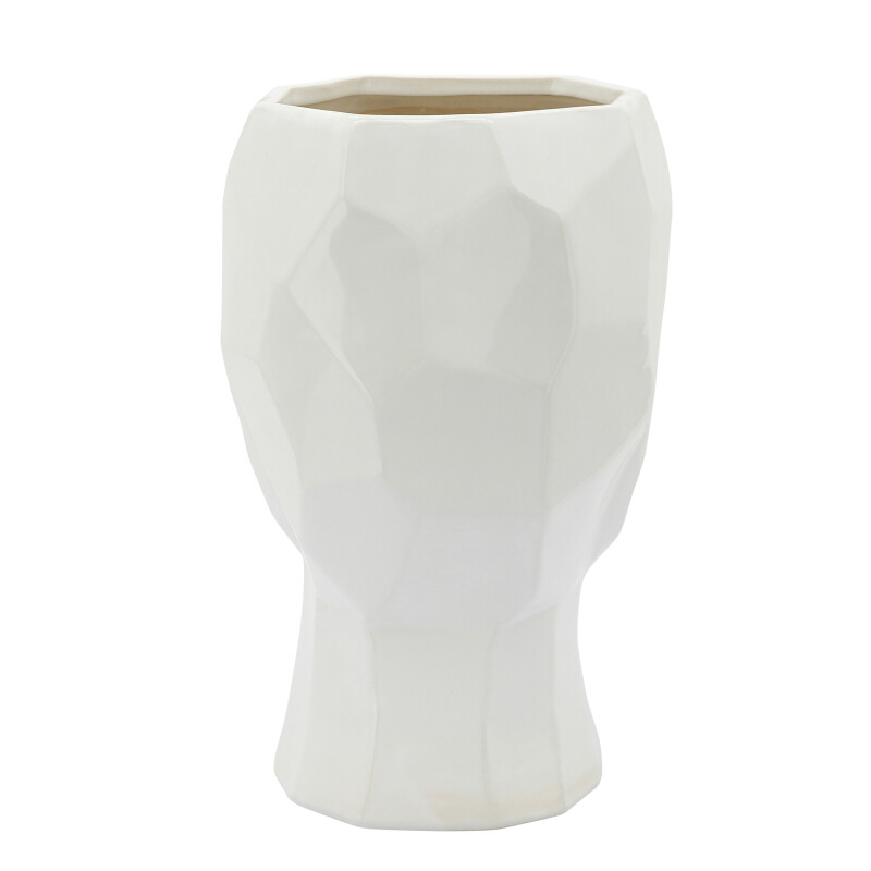14791 01 White White Ceramic 12 Inch Face Vase 4