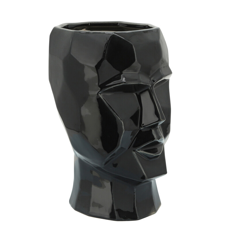 14791 02 Black Black Ceramic 12 Inch Face Vase 2