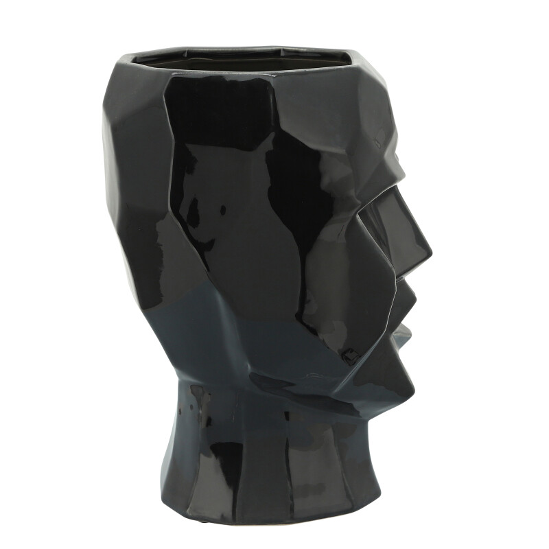 14791 02 Black Black Ceramic 12 Inch Face Vase 3