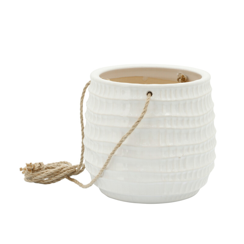 14801-07 6 Inch Dimpled Hanging Planter White