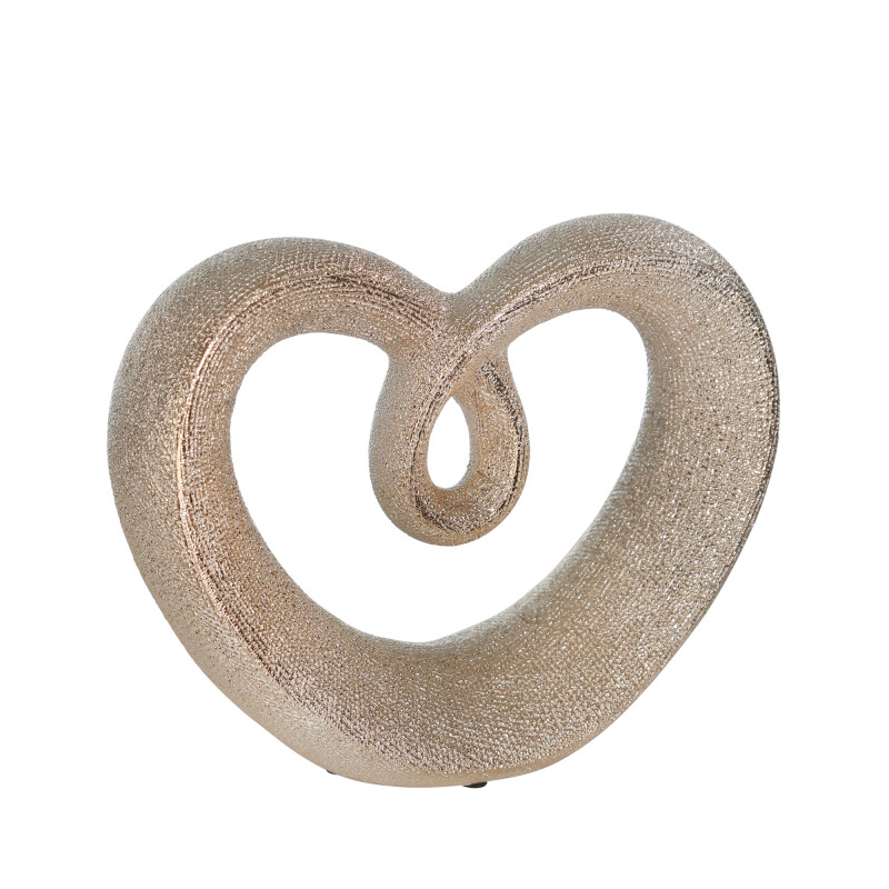 14808-02 Ceramic 8 Inch Beaded Heart Accent Champange