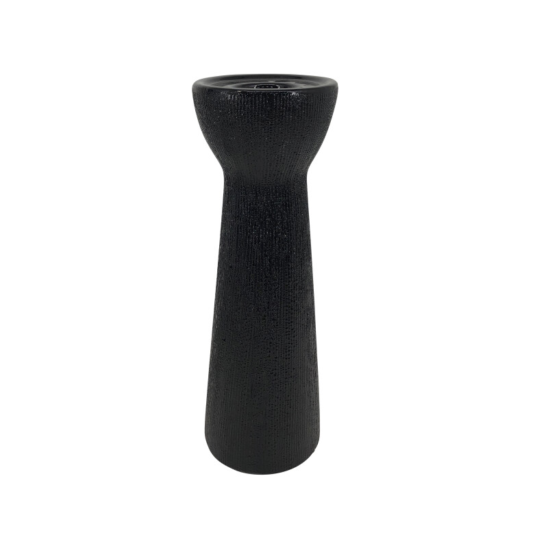 14814-07 Black Ceramic 12 Inch Bead Candle Holder