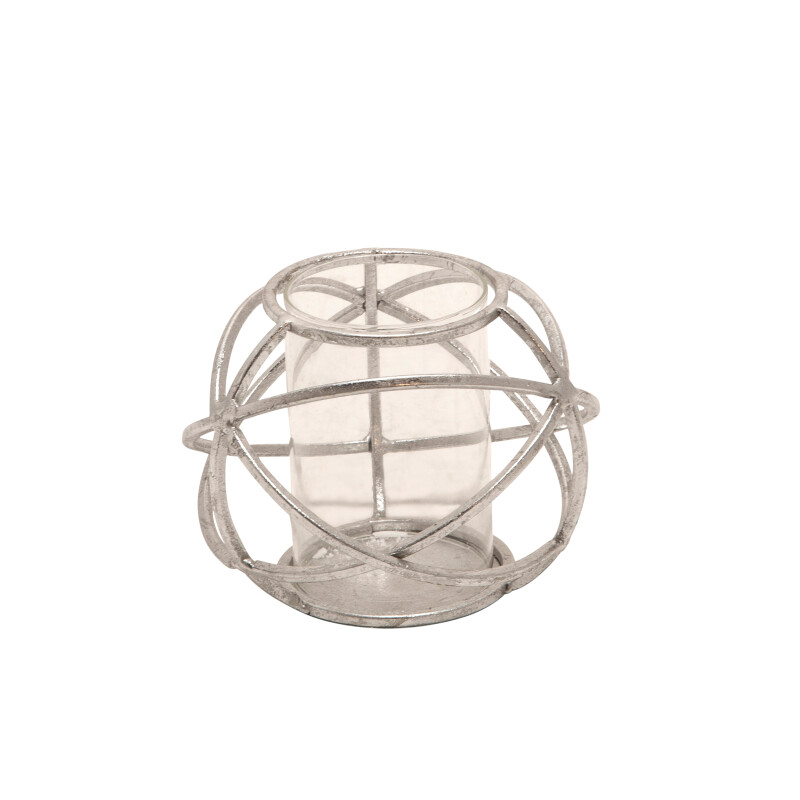 14875 01 Silver 6 Inch Orb Candle Holder Silver Set Of Two 5