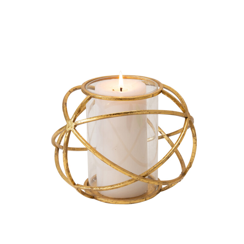 14875 Gold 6 Inch Orb Candle Holder Gold Set Of Two 2