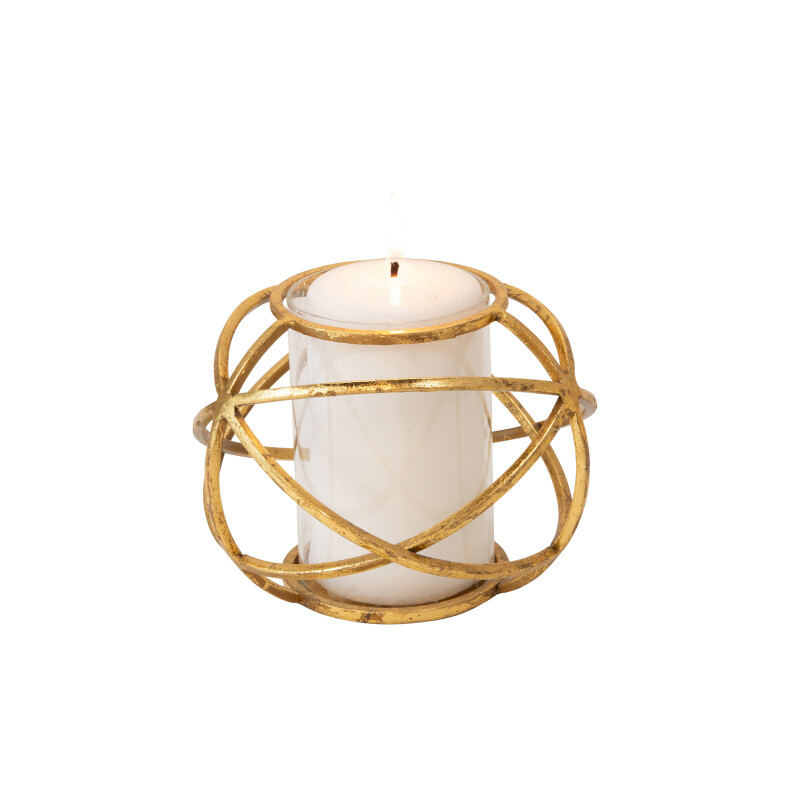 14875 Gold 6 Inch Orb Candle Holder Gold Set Of Two 3