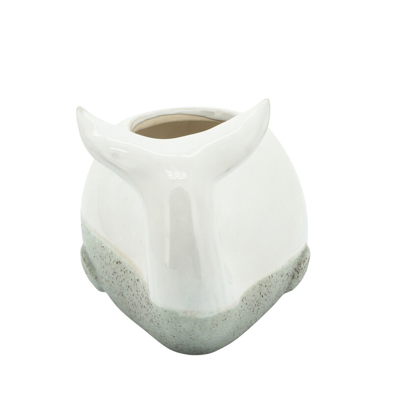 14937 02 Ivory Beige Ceramic 5 Inch Whale Planter Beige 4