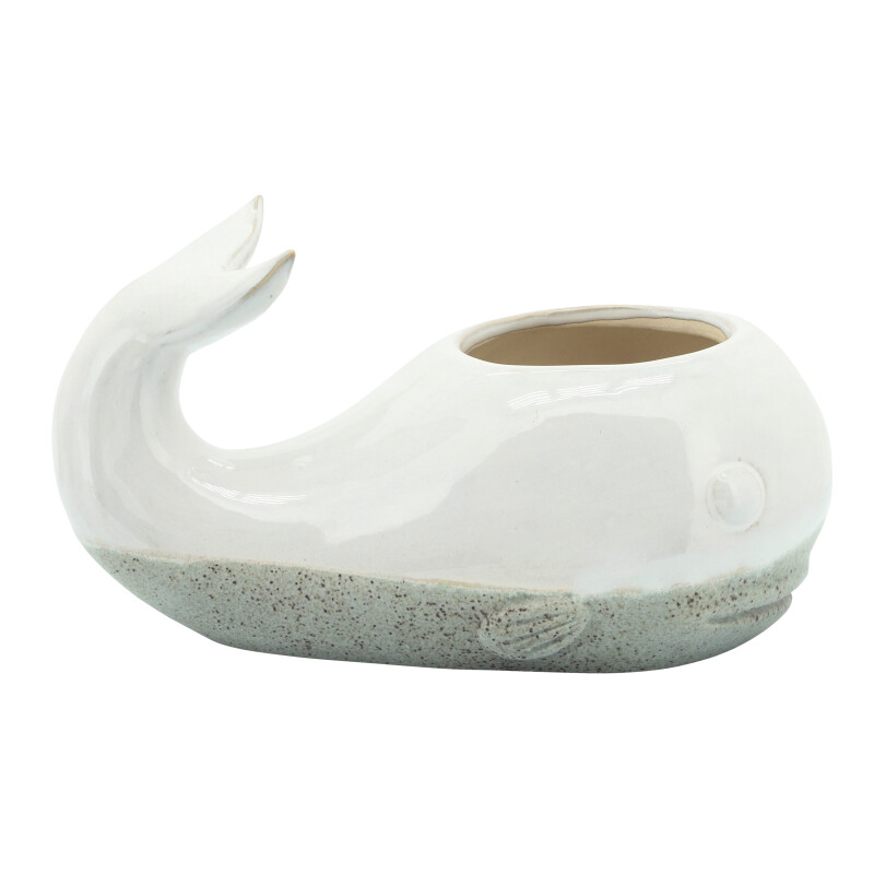 14937-02 Ceramic 5 Inch Whale Planter Beige