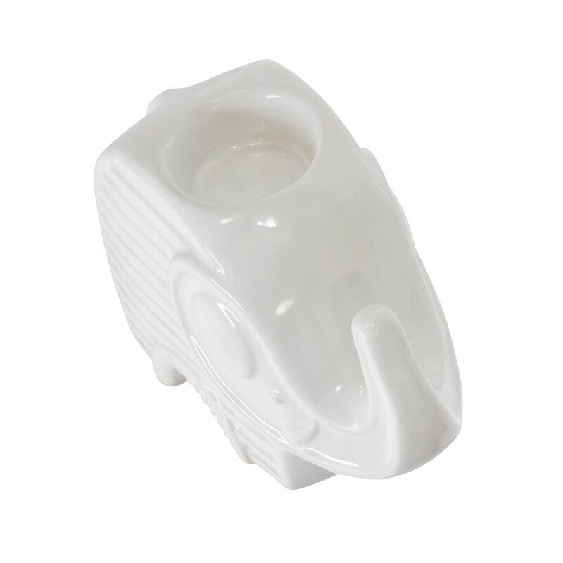 14954 01 White Ceramic 6 Inch Elephant Tea Light Candle Holder White 4