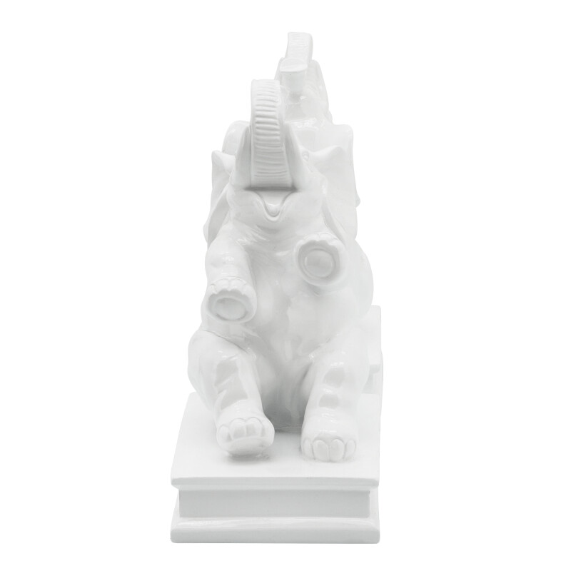 14972 White Polyresin 9 Inch Elephant Bookends White Set Of Two 3