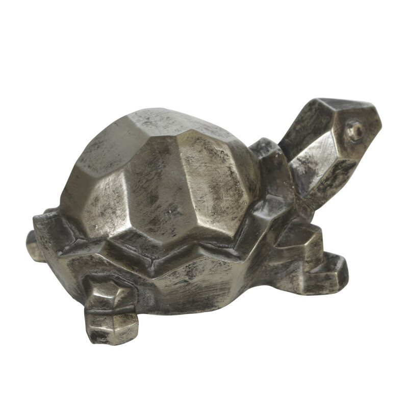 15049 Silver Polyresin 4 Inch Turtle Figurine Silver 2