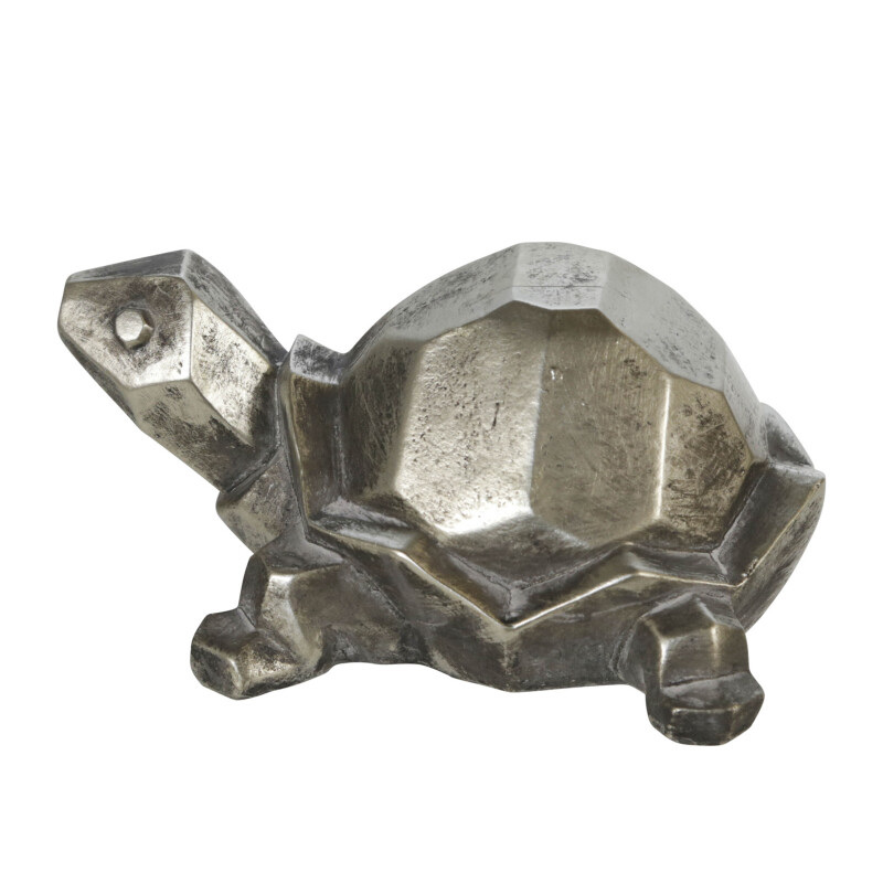 15049 Silver Polyresin 4 Inch Turtle Figurine Silver 3