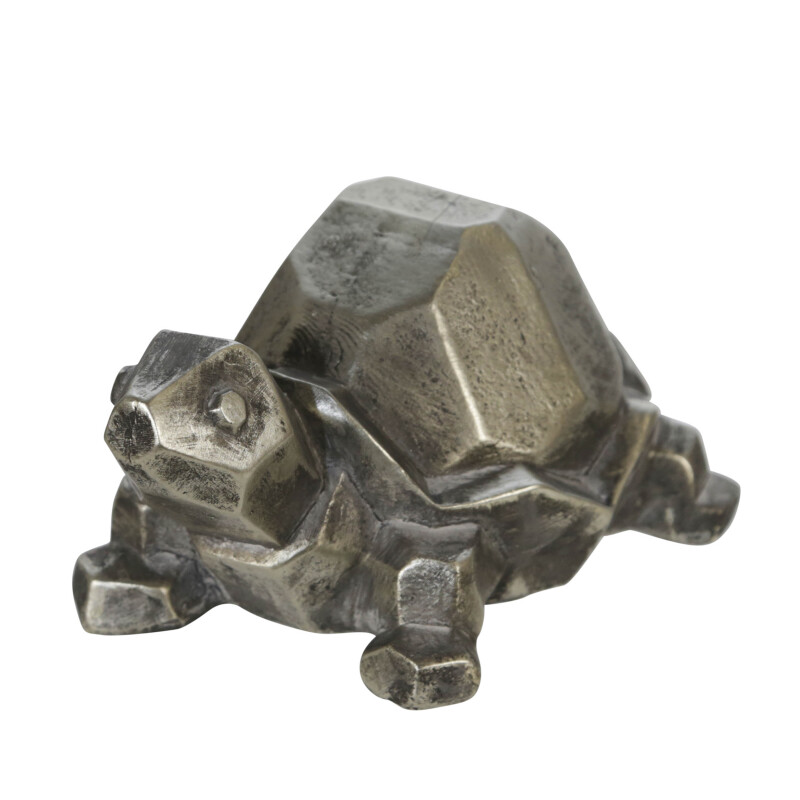 15049 Silver Polyresin 4 Inch Turtle Figurine Silver 4