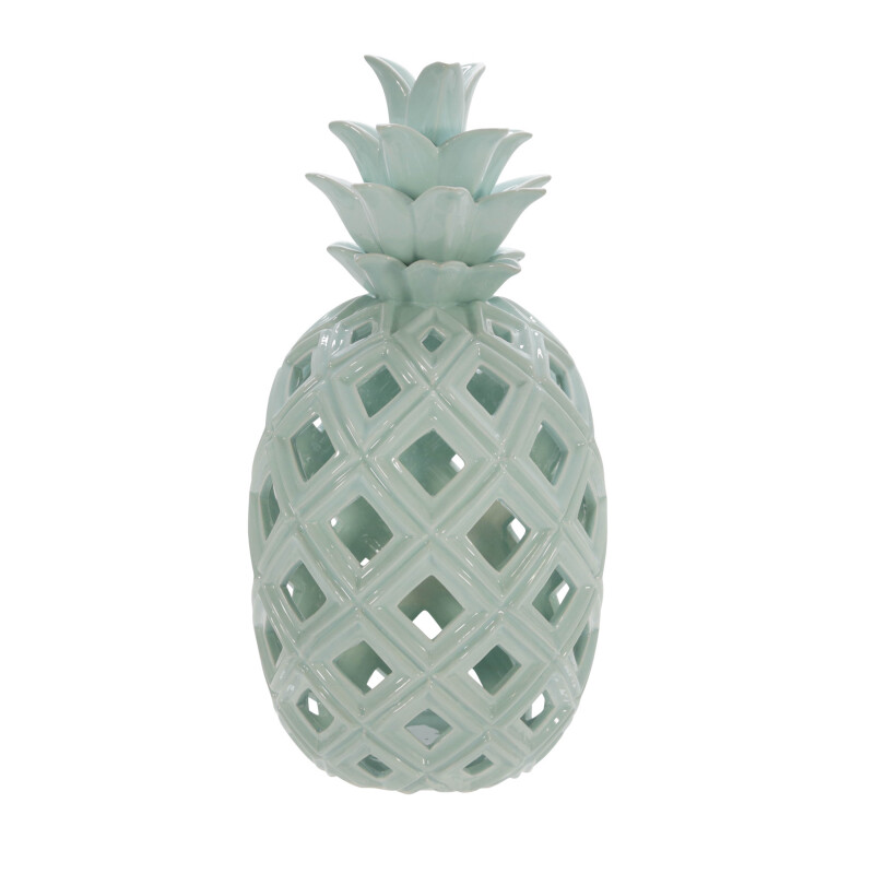 15082 01 Green Ceramic 16 Inch Pineapple Decor Green 2