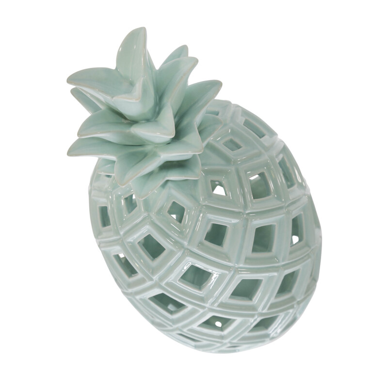 15082 01 Green Ceramic 16 Inch Pineapple Decor Green 3