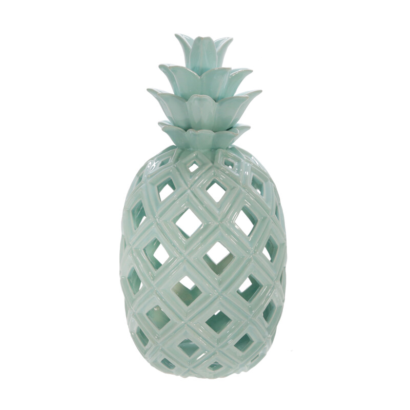15082-01 Ceramic 16 Inch Pineapple Decor Green