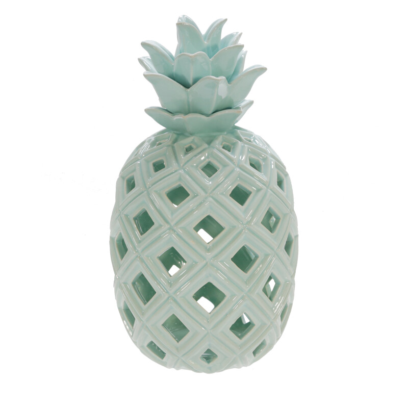 15082-02 Ceramic 11 Inch Pineapple Decor Green