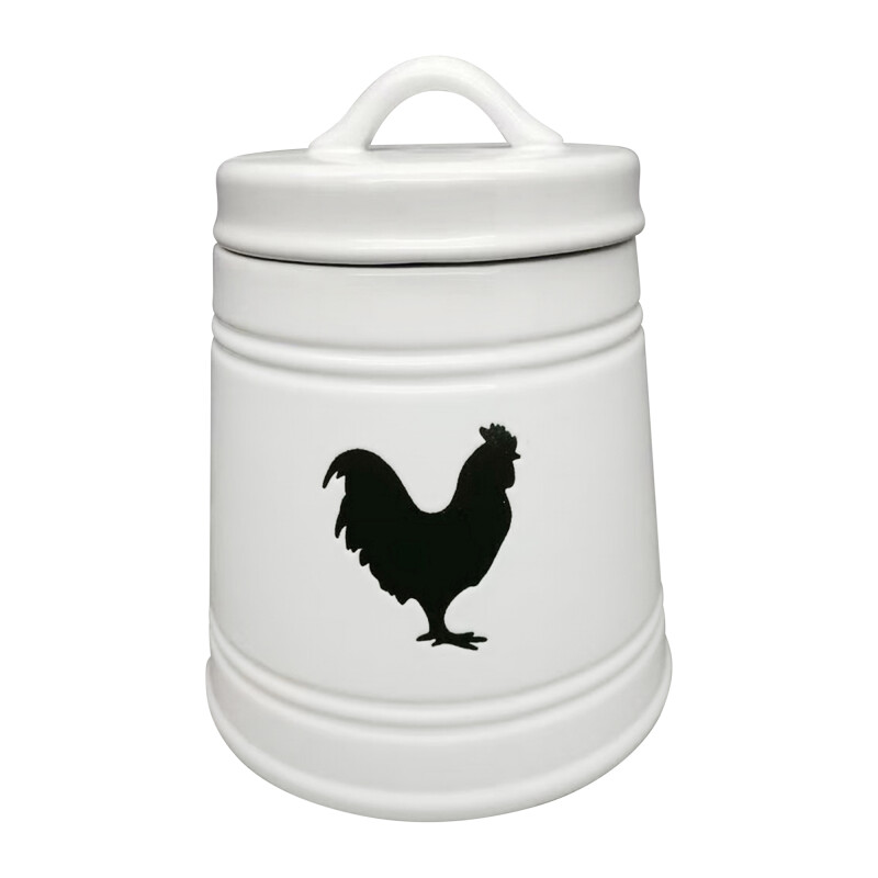 15086-02 Ceramic 7 Inch Rooster Canister White