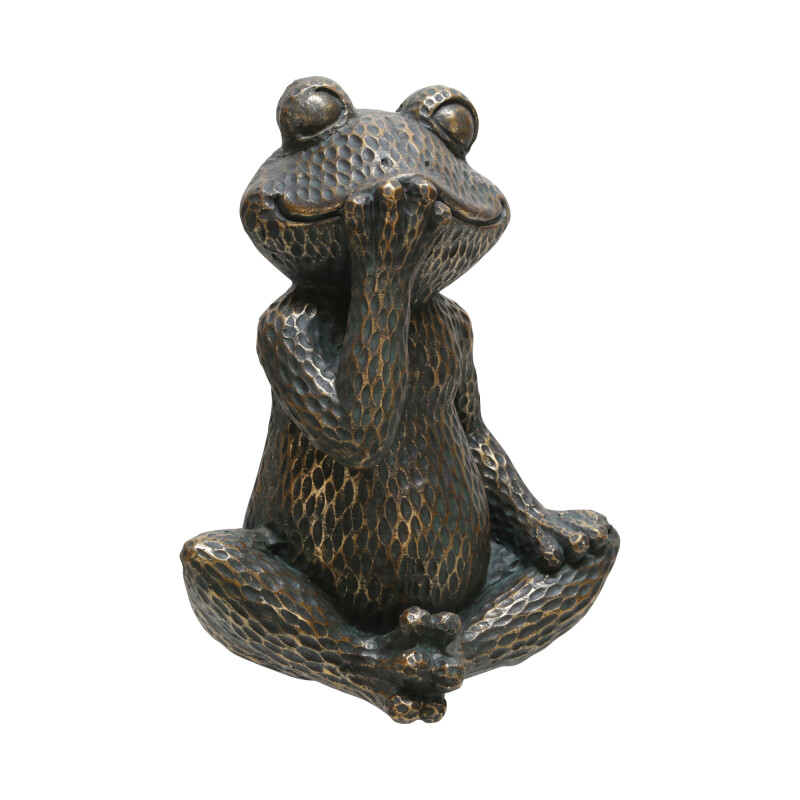16 Inch Smiling Frog Figurine Gold