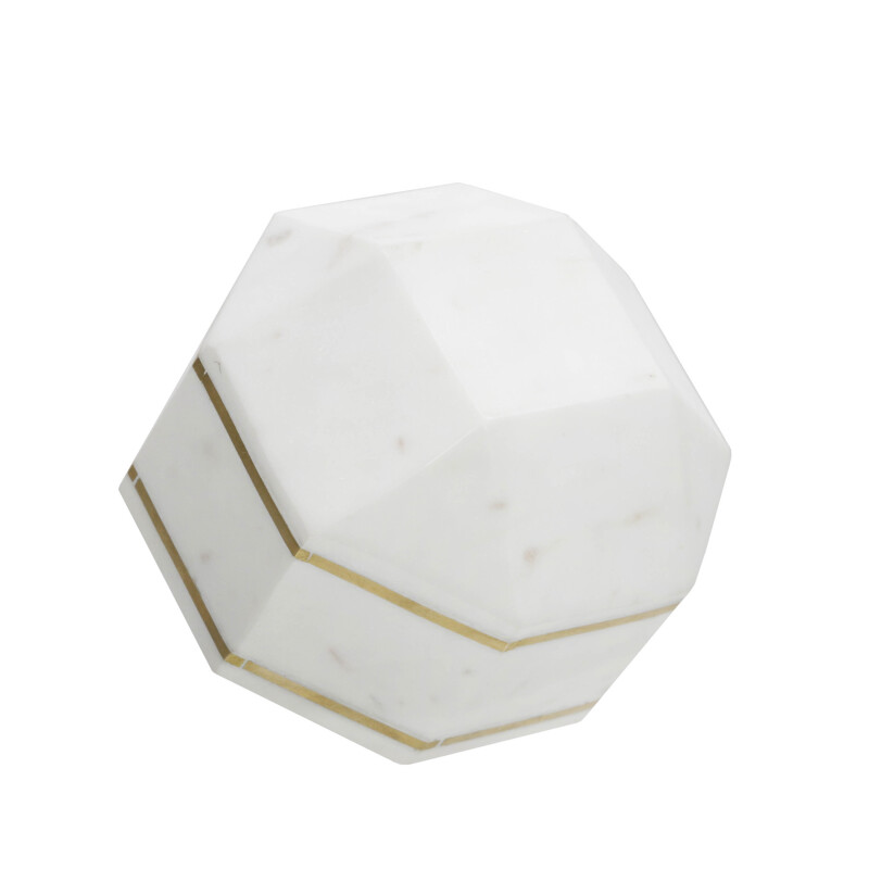 15224 01 White Marble 6 Inch Octagon Orb W Inlay White 4