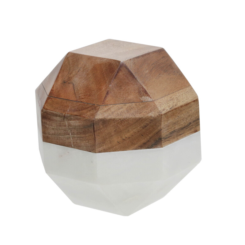 15224 02 White Marble Wood 6 Inch Octagon Orb White 3