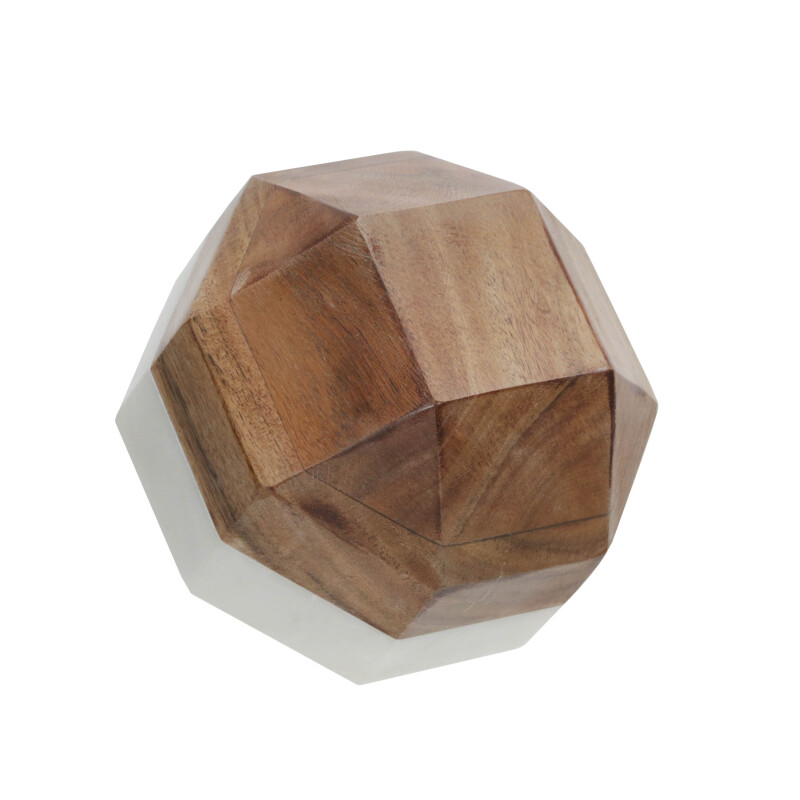 15224 02 White Marble Wood 6 Inch Octagon Orb White 4