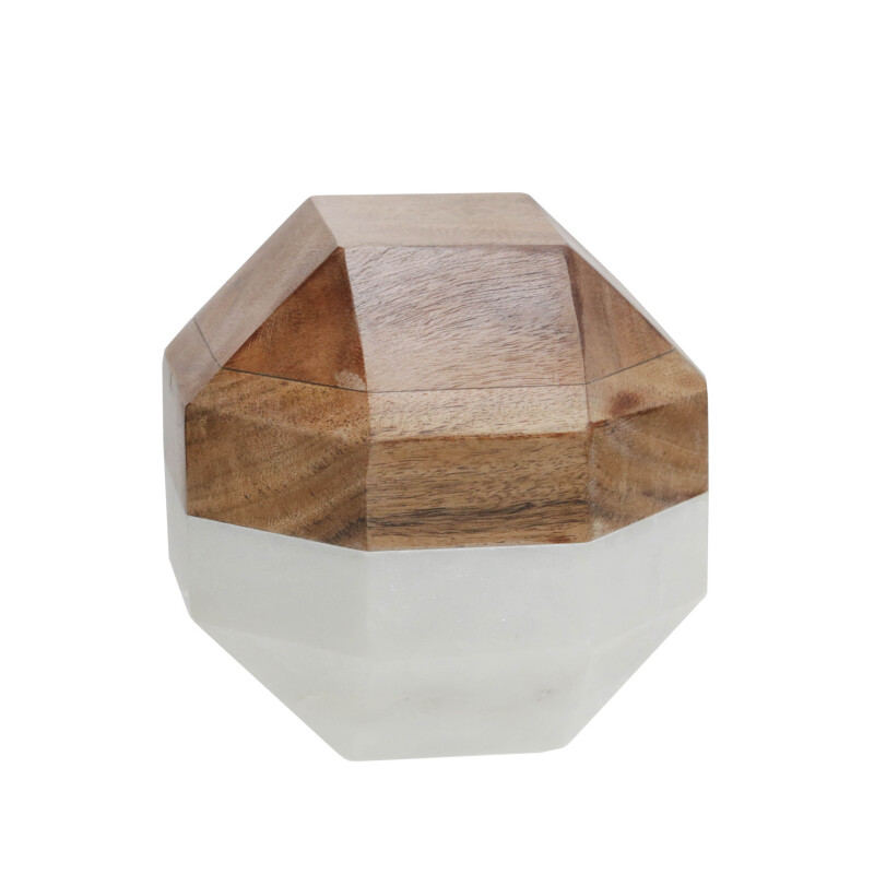 15224 02 White Marble Wood 6 Inch Octagon Orb White 5