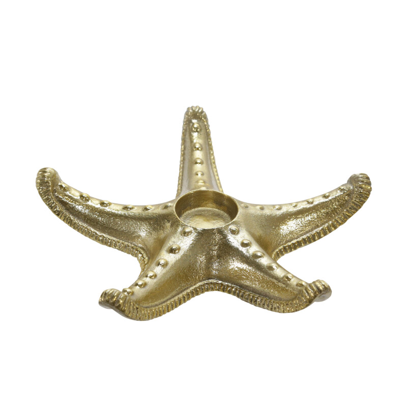 15262-02 Metal 9 Inch Starfish Tealight Holder Gold