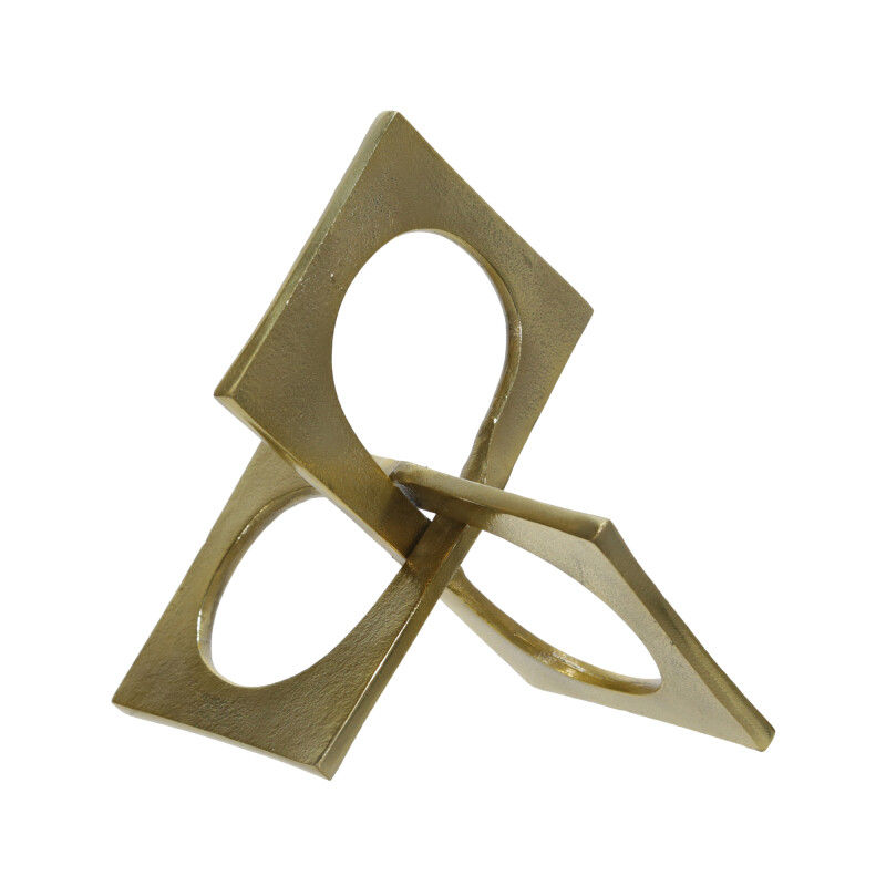 15273-01 Metal 9 Inch Linked Square Deco Gold