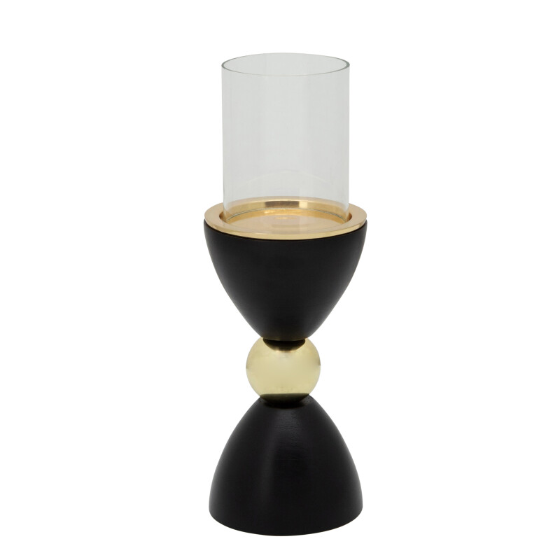 15518-01 12 Inch Pillar Candle Holder Black