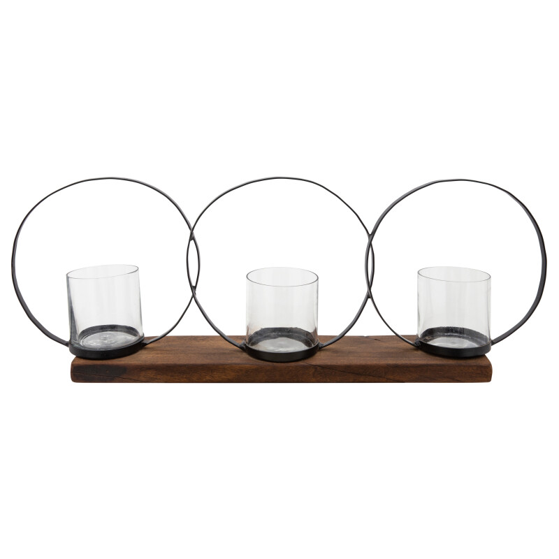 15529 28 Inch 3-Candle Holders Brown