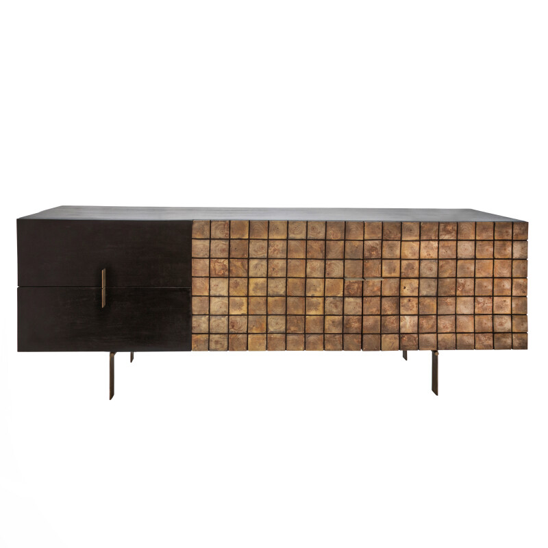 15546 71 Inch Wooden Console 2-Tone Black/Brown
