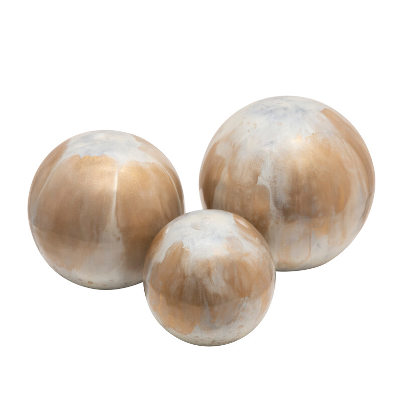 15651-06 Metal Orbs Cream - Set Of Three
