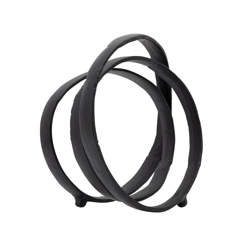 13 Inch Metal Ring Sculpture Black