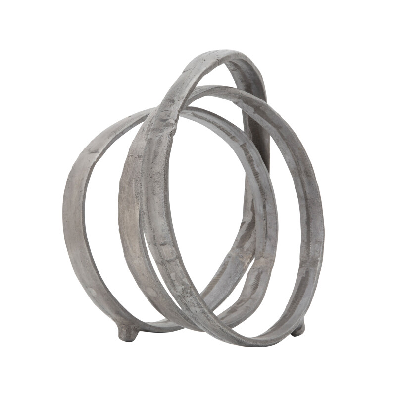 15659-02 13 Inch Metal Ring Sculpture Gun Metal