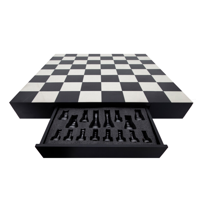 15683 White 32x32 Resin Chess Set Black White 6