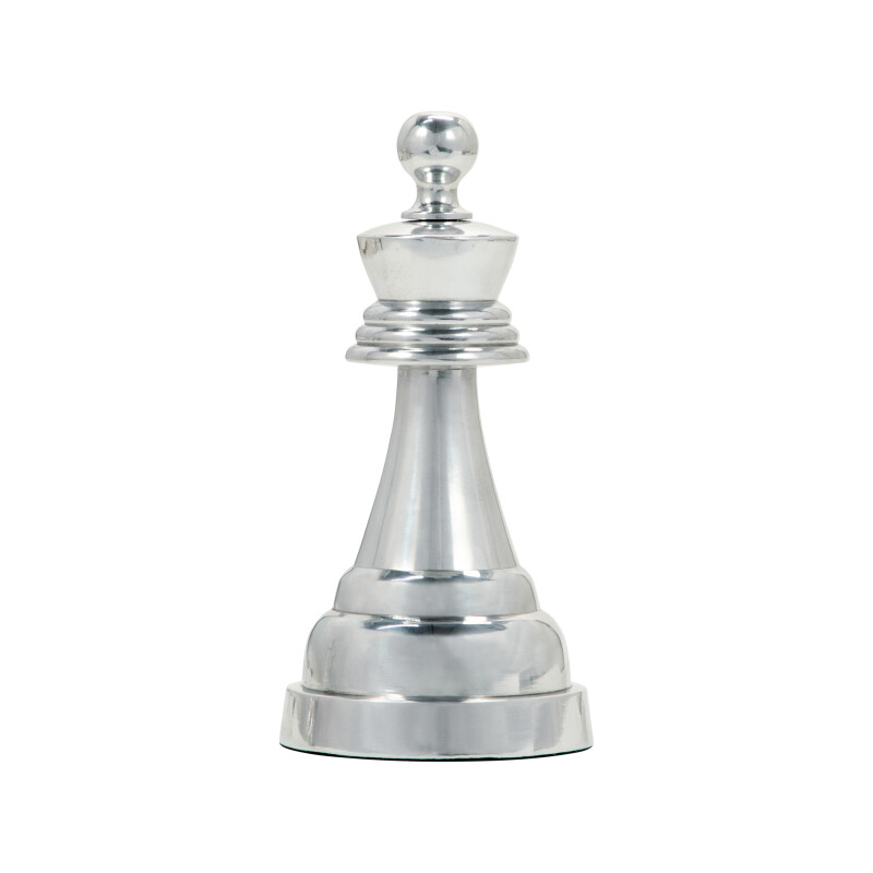 15685-01 9 Inch Metal Queen Chess Piece Silver